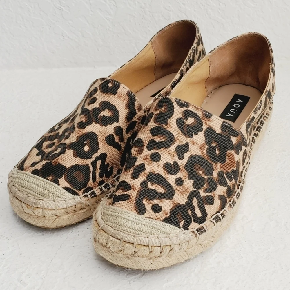 AQUA Women's Beau Espadrille Leopard Fabric Shoes